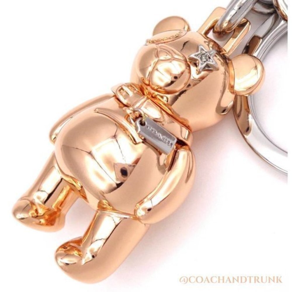 COACH Collectable 3D Rose Gold Coach Mascot Bear Charm / Key Chain NWT - Picture 8 of 9